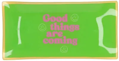 Daan Kromhout Design tegeltje glas good things are coming 20x10cm 