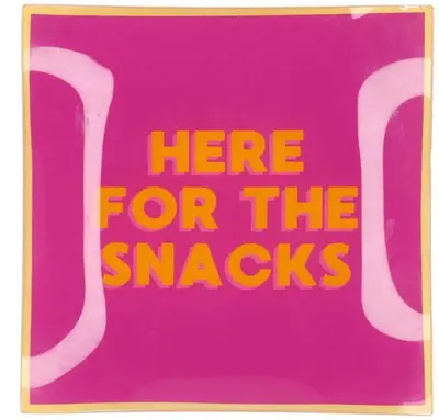 Daan Kromhout Design tegeltje glas here for the snacks 18x18cm 