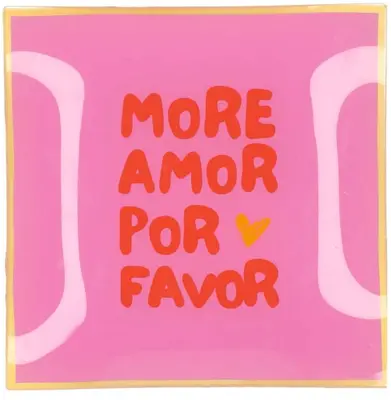Daan Kromhout Design tegeltje glas more amor for favor 18x18cm 
