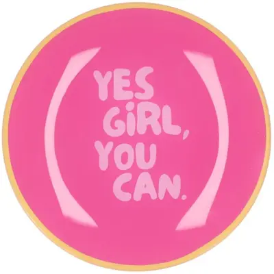 Daan Kromhout Design tegeltje glas yes girl, you can 18x18cm 