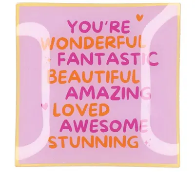 Daan Kromhout Design tegeltje glas you're wonderful 18x18cm 
