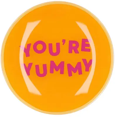 Daan Kromhout Design tegeltje glas you're yummy 18x18cm 