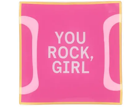 Daan Kromhout Design tegeltje glas you rock girl 18x18cm 