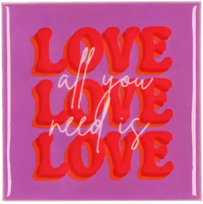 Daan Kromhout Design tegeltje keramiek all you need is love love love 10x10cm purple