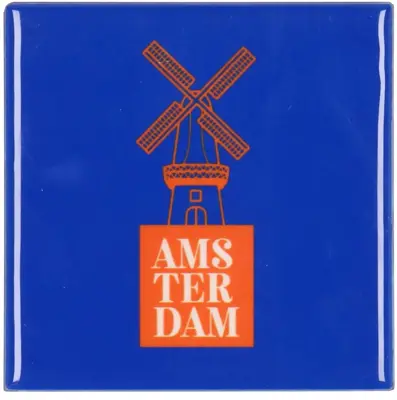 Daan Kromhout Design tegeltje keramiek amsterdam 10x10cm blue