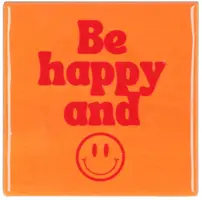 Daan Kromhout Design tegeltje keramiek be happy and smile 10x10cm orange kopen?