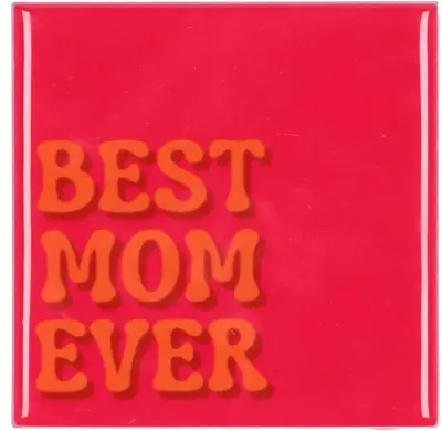 Daan Kromhout Design tegeltje keramiek best mom ever 10x10cm pink