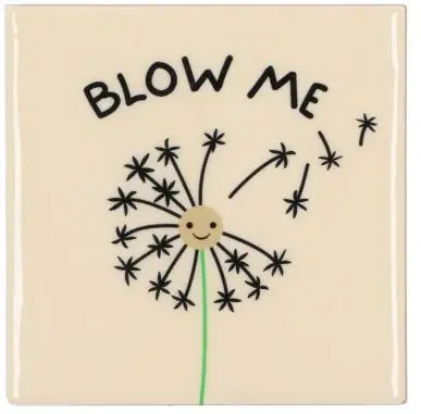Daan Kromhout Design tegeltje keramiek blow me 10x10cm beige