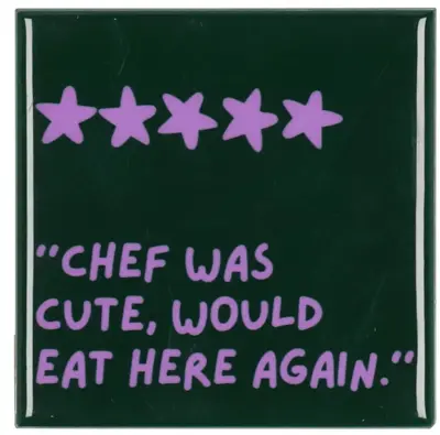 Daan Kromhout Design tegeltje keramiek chef was cute 10x10cm green