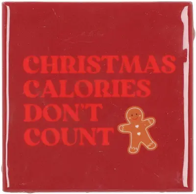 Daan Kromhout Design tegeltje keramiek christmas calories 10x10cm rood