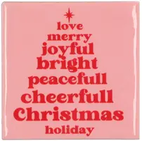 Daan Kromhout Design tegeltje keramiek christmas holiday 10x10cm roze kopen?