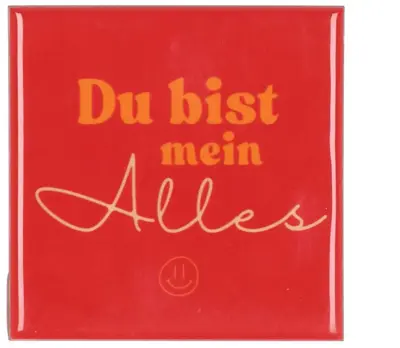 Daan Kromhout Design tegeltje keramiek du bist mein alles 10x10cm red