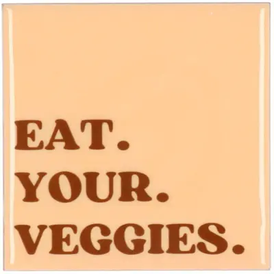 Daan Kromhout Design tegeltje keramiek eat your veggies 10x10cm beige