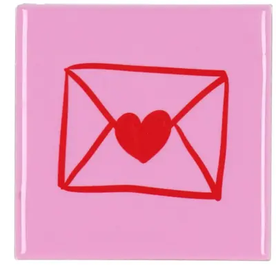 Daan Kromhout Design tegeltje keramiek envelope 10x10cm pink