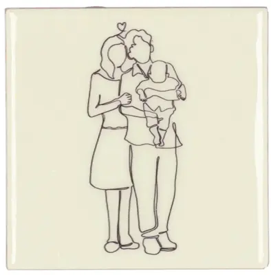 Daan Kromhout Design tegeltje keramiek family 10x10cm beige