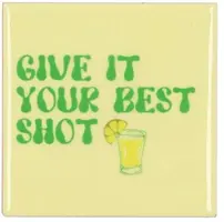 Daan Kromhout Design tegeltje keramiek give it your best shot 10x10cm geel kopen?