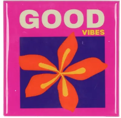 Daan Kromhout Design tegeltje keramiek good vibes 10x10cm pink