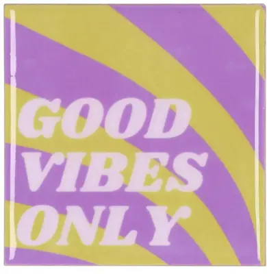 Daan Kromhout Design tegeltje keramiek good vibes only 10x10cm purple, green