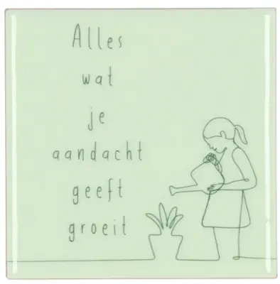 Daan Kromhout Design tegeltje keramiek groeit 10x10cm green