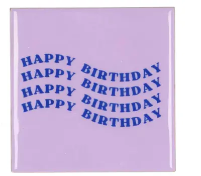 Daan Kromhout Design tegeltje keramiek happy birthday 10x10cm purple