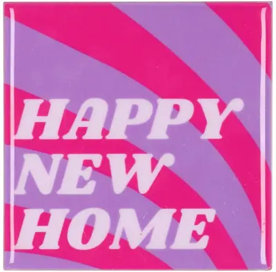 Daan Kromhout Design tegeltje keramiek happy new home 10x10cm purple