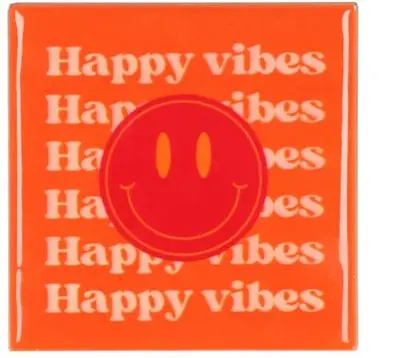 Daan Kromhout Design tegeltje keramiek happy vibes 10x10cm orange, pink