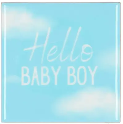 Daan Kromhout Design tegeltje keramiek hello baby boy 10x10cm blue