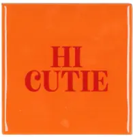 Daan Kromhout Design tegeltje keramiek hi cutie 10x10cm orange kopen?
