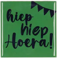 Daan Kromhout Design tegeltje keramiek hiep hiep hoera 10x10cm green kopen?