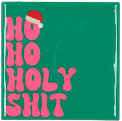 Daan Kromhout Design tegeltje keramiek ho ho holy shit 10x10cm groen