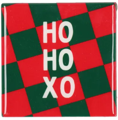 Daan Kromhout Design tegeltje keramiek ho ho xo 10x10cm rood, groen