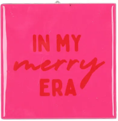 Daan Kromhout Design tegeltje keramiek in my merry era 10x10cm roze