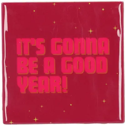 Daan Kromhout Design tegeltje keramiek it's gonna be a good year 10x10cm rood