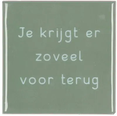 Daan Kromhout Design tegeltje keramiek je krijgt er zoveel voor terug 10x10cm green
