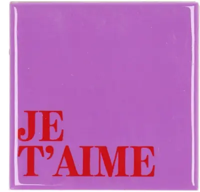 Daan Kromhout Design tegeltje keramiek je táime 10x10cm purple