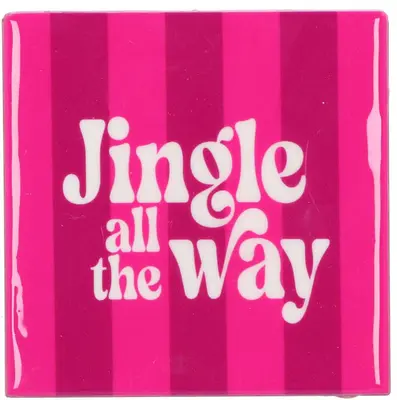Daan Kromhout Design tegeltje keramiek jingle all the way 10x10cm roze