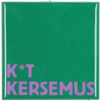 Daan Kromhout Design tegeltje keramiek k*t kersemus 10x10cm groen kopen?