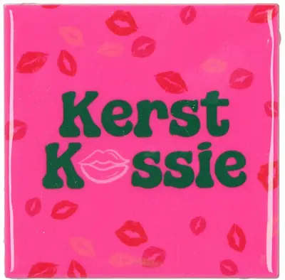 Daan Kromhout Design tegeltje keramiek kerst kussie 10x10cm roze