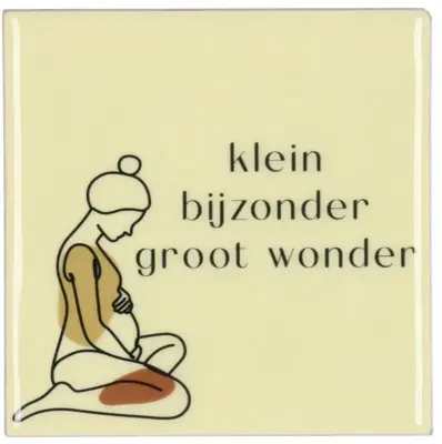 Daan Kromhout Design tegeltje keramiek klein bijzonder groot wonder 10x10cm beige
