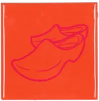 Daan Kromhout Design tegeltje keramiek klompen 10x10cm orange kopen?