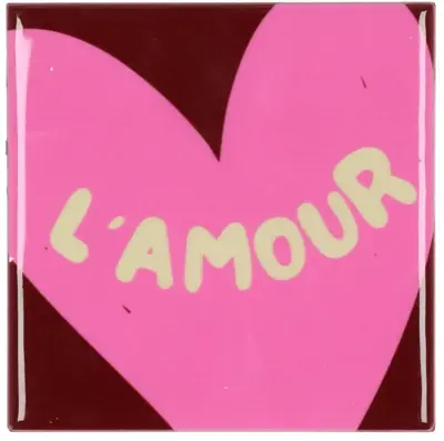 Daan Kromhout Design tegeltje keramiek l'amour 10x10cm pink