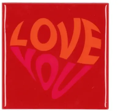 Daan Kromhout Design tegeltje keramiek love you 10x10cm red