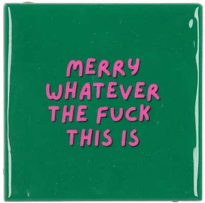 Daan Kromhout Design tegeltje keramiek merry whatever 10x10cm groen
