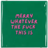 Daan Kromhout Design tegeltje keramiek merry whatever 10x10cm groen kopen?