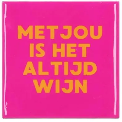 Daan Kromhout Design tegeltje keramiek met jou 10x10cm roze