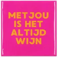 Daan Kromhout Design tegeltje keramiek met jou 10x10cm roze kopen?