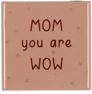 Daan Kromhout Design tegeltje keramiek mom you are wow 10x10cm pink