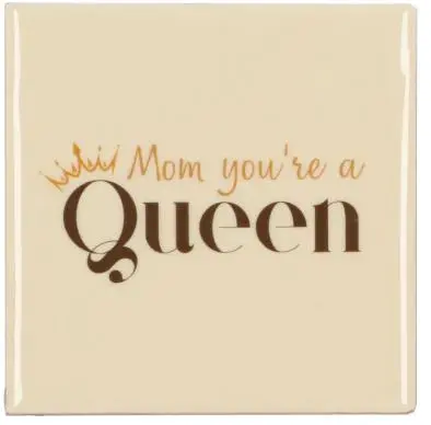 Daan Kromhout Design tegeltje keramiek mom you're a queen 10x10cm crème