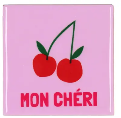 Daan Kromhout Design tegeltje keramiek mon cherie 10x10cm pink