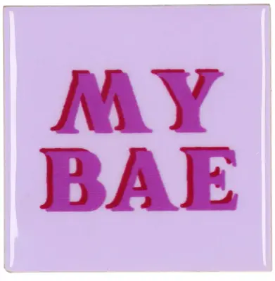 Daan Kromhout Design tegeltje keramiek my bae 10x10cm purple